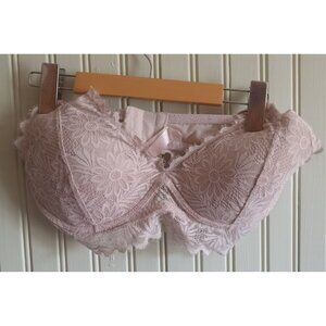 Pink Lace Lightly Lined Bralette Wireless Sheer Intimates Bra Women’s Lingerie
